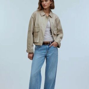 Madewell 100% Cotton Cropped Cargo Utilitarian Jacket in Dark Oat